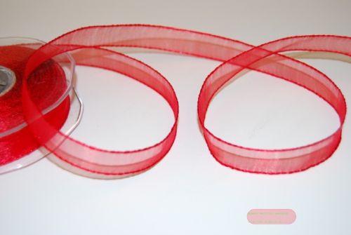 Bild von Band 25m/ 15mm, Organza/ Häkelkanten, rot