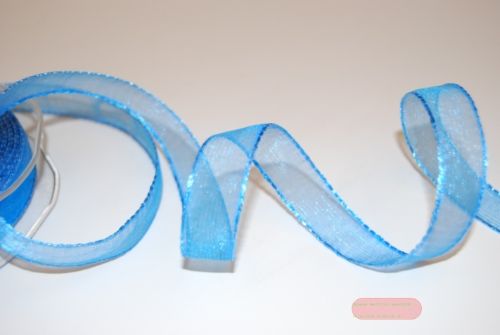 Bild von Band 25m/ 15mm, Organza/ Häkelkanten, blau
