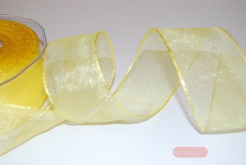 Bild von Band 25m/ 40mm, Organza/ Häkelkanten, gelb