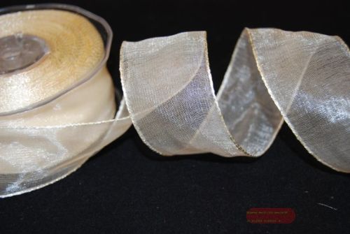 Bild von Band 25m/ 40mm, Organza/ Häkelkanten, ecru