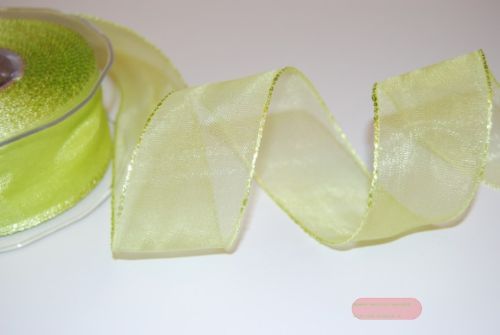 Bild von Band 25m/ 40mm, Organza/ Häkelkanten, grün