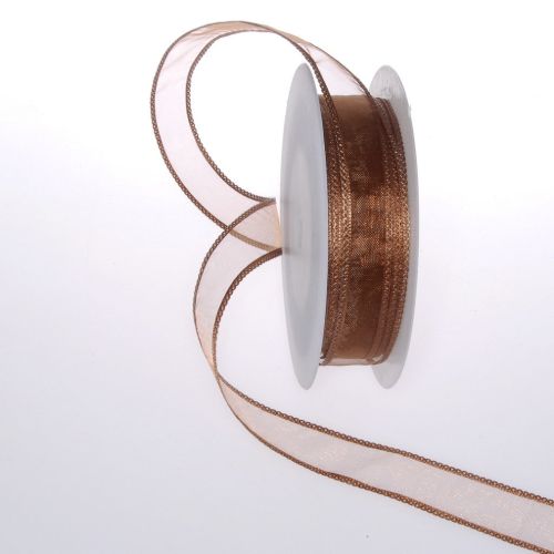 Bild von Band 20m/ 15mm, Organza mit Flechtkante, braun