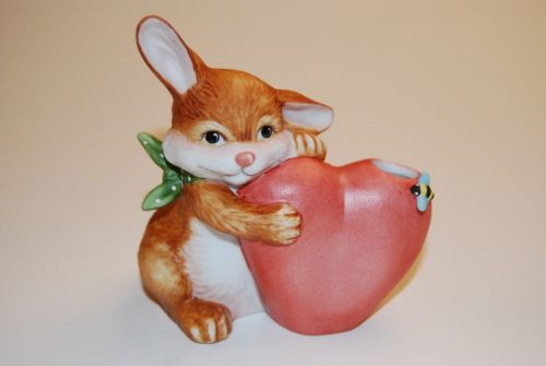 Bild von Hase, mit Herz 11cm, braun