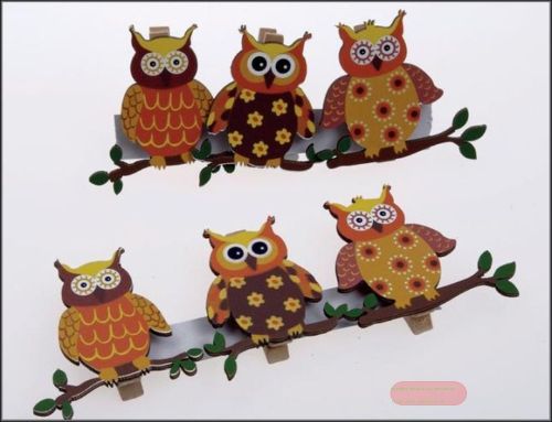 Bild von Klammer, Eule auf Holz 45mm 2-fach sort, braun