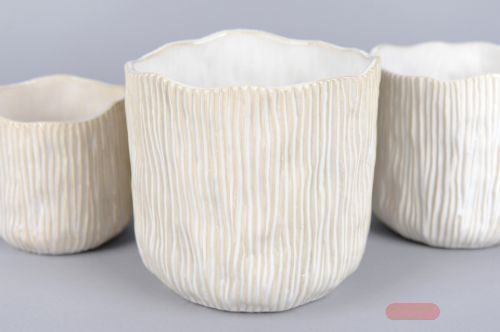 Bild von Blumentopf, Belle rayé - 19 x 19cm, weiss