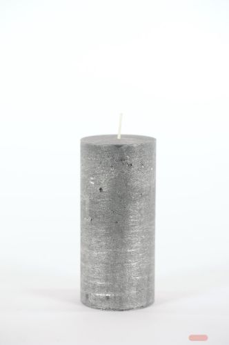Bild von Metallic Zylinderkerze, 15cm x Ø70mm, black silver