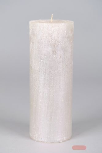 Bild von Metallic Zylinderkerze, 27cm x Ø100mm, pearl