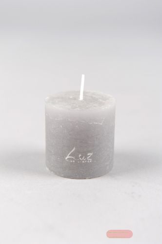 Bild von Rustic Zylinderkerze,   5cm x Ø50mm, hellgrau