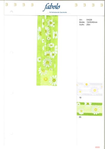 Bild von Band 25m/ 25mm, Blumen auf Organza, weiss