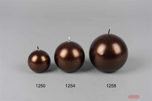 Bild von Metall Kugelkerze,   6cm x   60mm, brandy