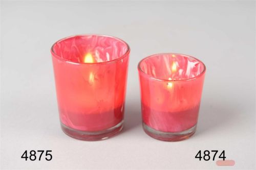 Bild von Windlicht, flame of love Ø6.5x H7.5cm, bourgund