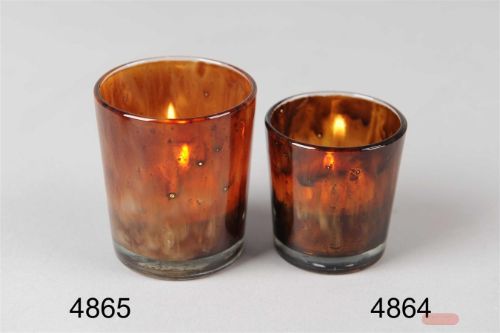 Bild von Windlicht, flame of love Ø6.5x H7.5cm, tobacco