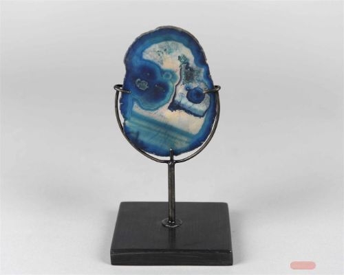 Bild von Teelichtfassung, Achat - L10x 10x H21cm, blau