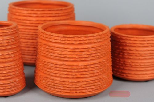 Bild von Blumentopf, Keramik Ridged 17.5x H13.5cm, orange