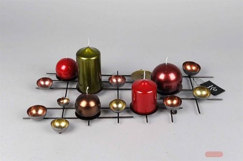 Bild von Kerzenständer, Metall L49x 28x H2.5cm, bunt*
