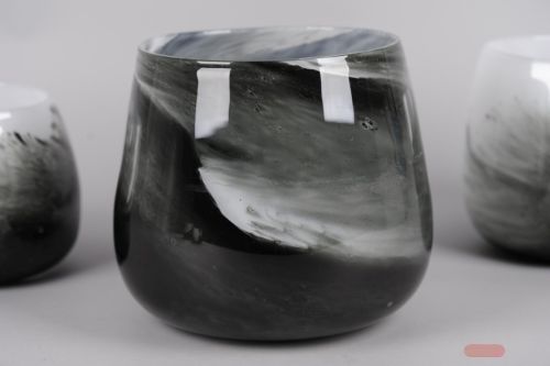 Bild von Glasvase, Zylinder gebogen Ø26x H23cm, black magic