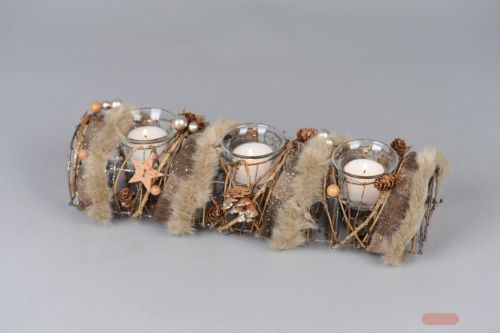 Bild von Teelicht Halter, Yuletide L36x 13x H9, braun