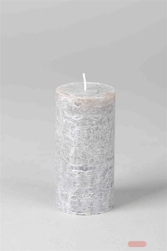 Bild von Metallic Zylinderkerze, 12cm x Ø60mm, silver*