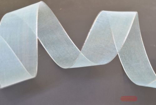 Bild von Band 50m/ 40mm, Organza mit Silberkante, türkisblau