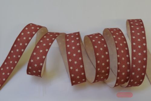 Bild von Band 20m/ 15mm, Leinen Sterne, rot