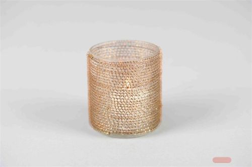 Bild von Windlicht Votiv, Verre et fer Ø7x H8cm, kupfer