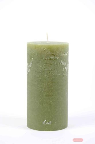Bild von Rustic Zylinderkerze, 16cm x Ø80mm, moosgrün*