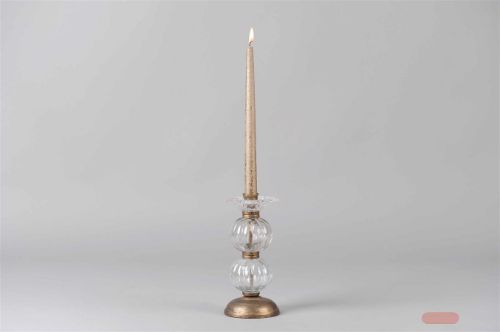 Bild von Kerzenständer, Metall/ Glas - Ø10x H22.5cm, bronce