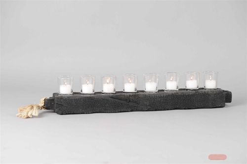 Bild von Teelichtfassung, Holz - L68x 9x H6cm, burned