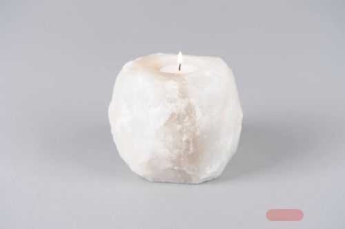Bild von Teelichthalter, Steinsalz 1.5- 2 Kg, weiss