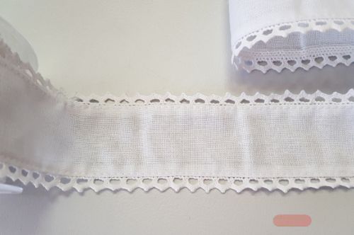 Bild von Band 5m/ 65mm, Natur mit Spitzen, weiss