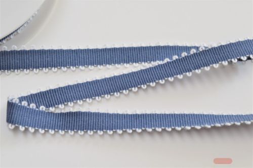 Bild von Band 10m/ 10mm, Leinen - Picot, graublau