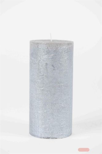Bild von Metallic Zylinderkerze, 19cm x Ø90mm, silver