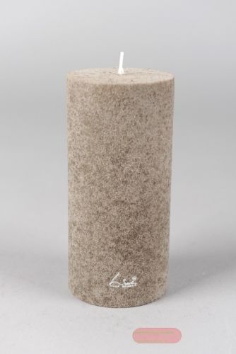 Bild von Velvet Zylinderkerze, 16cm x Ø80mm, taupe*