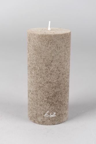 Bild von Velvet Zylinderkerze, 24cm x Ø80mm, taupe*