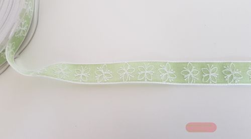 Bild von Band 20m/ 15mm, Blume auf Leine, grün-weiss