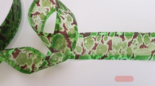 Bild von Band 25m/ 25mm, Organza bedruckt, grün