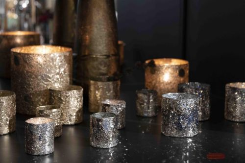 Bild von Windlicht, Votiv Fagus Ø 7x H7.5cm, gold