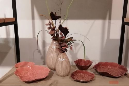 Bild von Vase, Keramik Tabby Ø11.5x H18.2cm, ivory