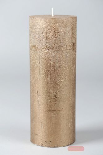 Bild von Metallic Zylinderkerze, 27cm x Ø100mm, antikgold*