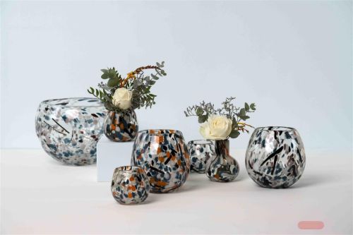 Bild von Glasvase, Dapple dots Ø9x H11.5cm, blue