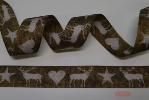 Bild von Band 25m/ 25mm, Hirsch-Sterne, h'braun