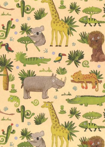 Bild von Rolle 200m x  50cm, Savanne-Tiere, bunt