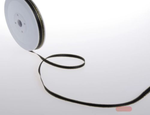 Bild von Band 50m/ 6mm, Satin m. Goldkante, schwarz/gold