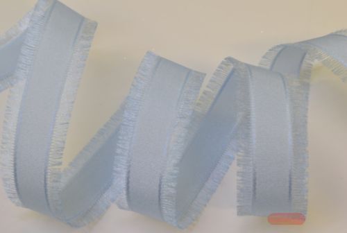 Bild von Band  25m/ 25mm, Fransenkante, hellblau