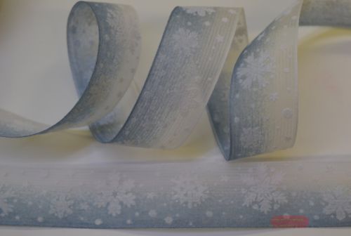 Bild von Band 20m/ 25mm, Duo mit Schneesterne, weiss/blau