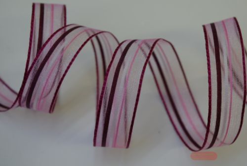 Bild von Band 25m/ 15mm, Organza Streifen, rosa