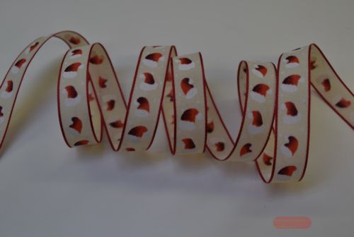 Bild von Band 25m/ 15mm, Niko Mütze, créme/rot