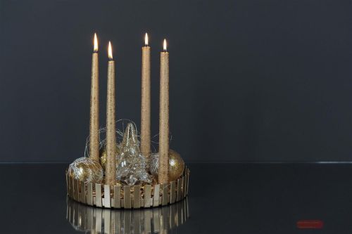 Bild von Kerzenständer, Metall Ø26x H5cm, messing