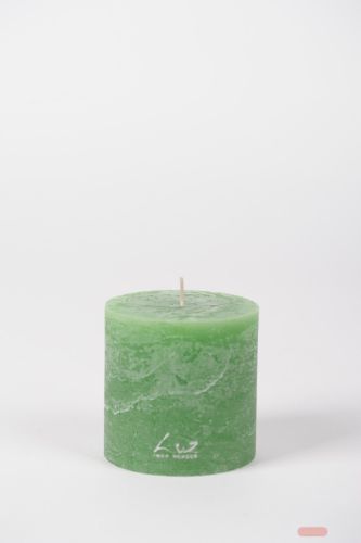 Bild von Rustic Zylinderkerze,   9cm x Ø90mm, kleeblattgrün