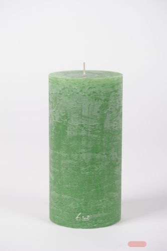 Bild von Rustic Zylinderkerze, 20cm x Ø100mm, kleeblattgrün